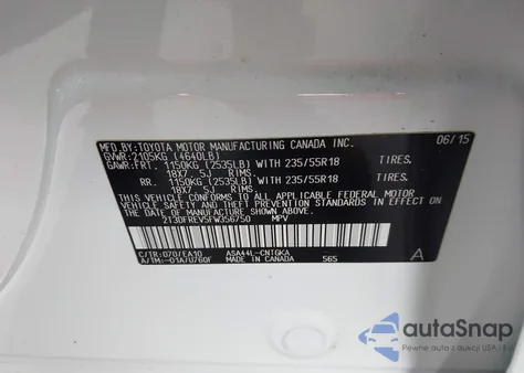 2015 Toyota Rav4 Limited из США, поврежденный, VIN 2T3DFREV5FW356750